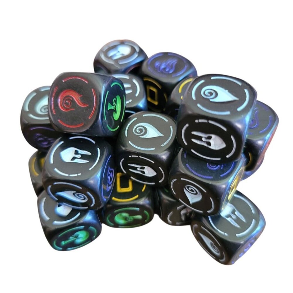 Heroes Game Dice Role Playing Elements Fire Water Black 25‎ Pieces Replacement